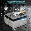 Ashtray,stainless Steel Ashtray With Lid Bling Crystal Diamonds,cigarette Ashtray- Silver - DD