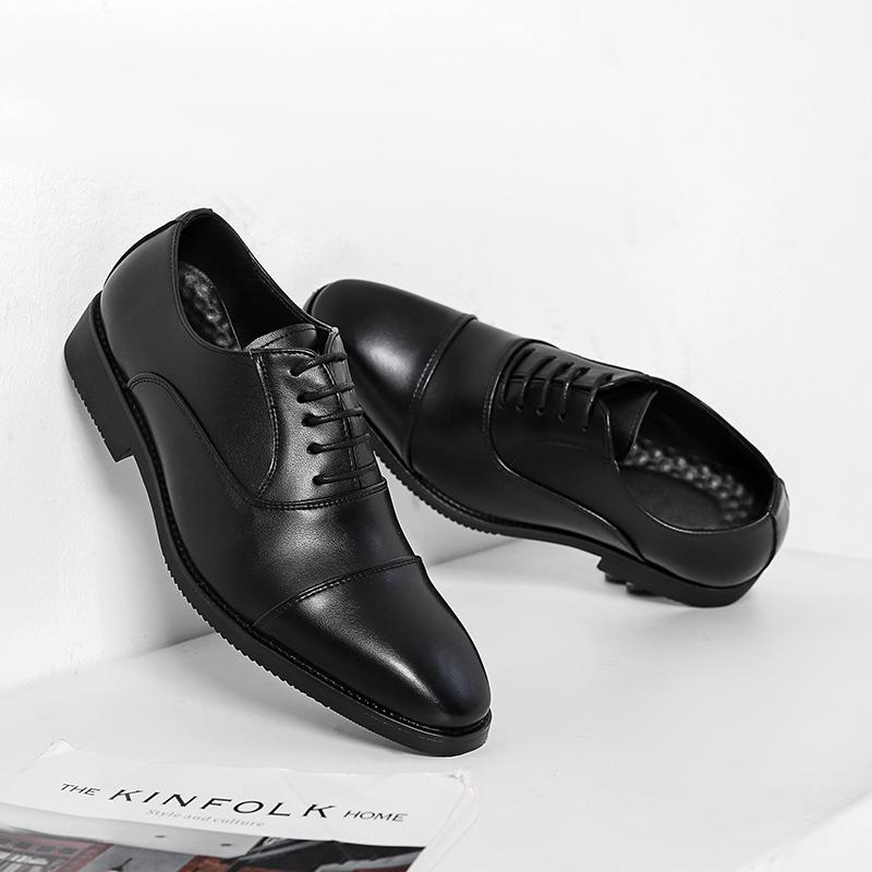 Fashion Big Size Mens Formal Genuine Leather Dress Shoes British Stylish Business Dress Men Flats High Quality Brogues Oxford Shoes Men