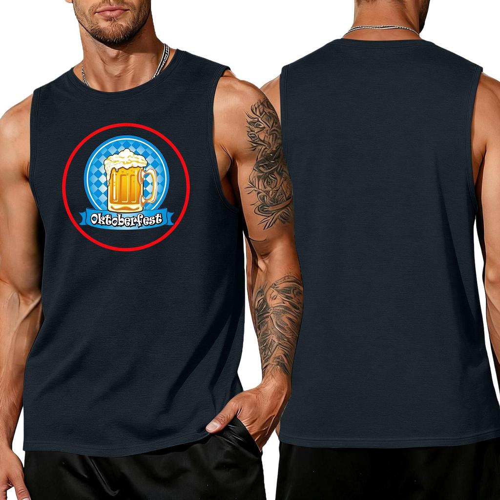 Men's Sleeveless Tank Top Casual Loose Fit Summer Vest Oktoberfest Beer Mug Graphic Print Lightweight Breathable