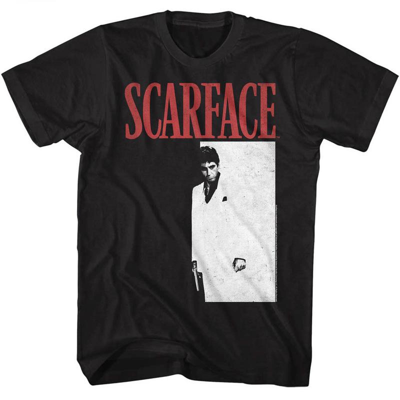 Scarface Tony Montana Unisex T-Shirt Movie Poster Pacino Vintage Black Gangster XL
