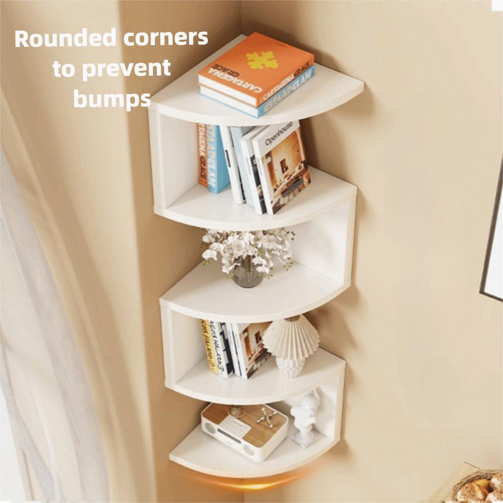Compact Design Triangular Corner Shelf Space Saving Layered Bookshelf  Bedroom