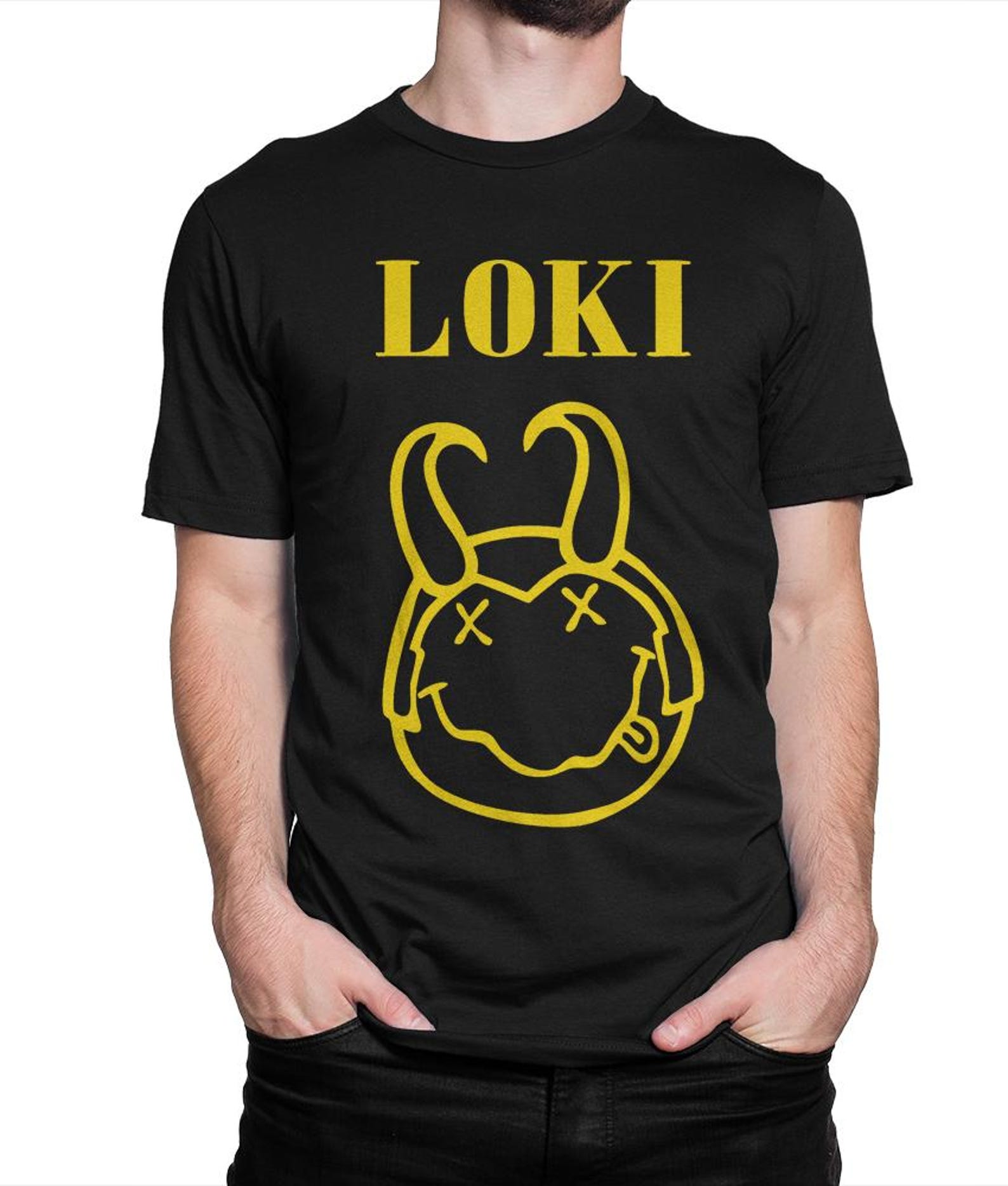 Loki Smiley Face Funny T-Shirt, Men s and Women s Sizes M