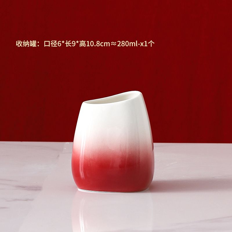Gradient Red Ceramic Lotion Bottle Hotel Bathroom Toiletry Set Toothbrush Holder Mouthwash Cup Soap Dish Ceramic Soap Dispenser