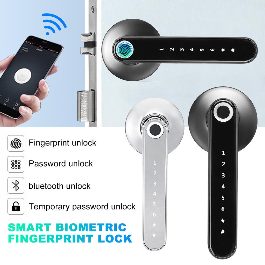 Smart Fingerprint Electronic Door Lock Bluetooth Password Handle Lock APP Unlock Keyless Entry Support iOS/Android