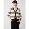 ELLE Retro Striped Lamb Wool V-Neck Cardigan