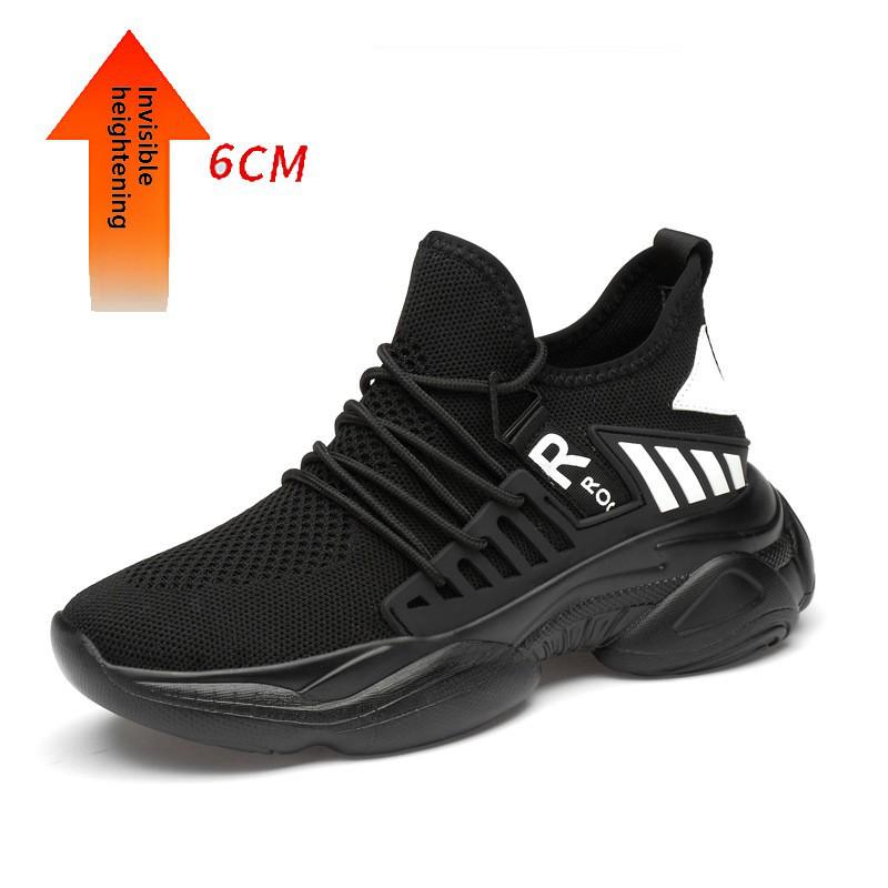 Men's Trendy Height-Increasing Mesh Sneakers - Spring/Autumn, 8CM Lift, Casual Sports, Korean Style