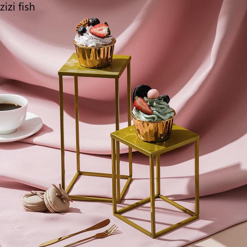Gold Dessert Rack Iron Cake Stand Dessert Table Dessert Plate Display Stand Cake Pan Shelf Wedding Ornament Shooting Props