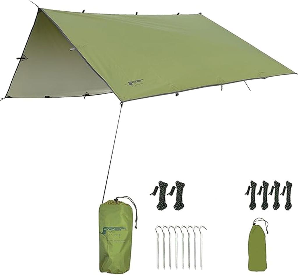 Eizer Camp Tenshukaku 300 x 210 Square PU3000mm UV lightweight includes storage and Khaki Tarp, 1-2 person, cm, shape, waterproof, cut, ripstop, 572g,