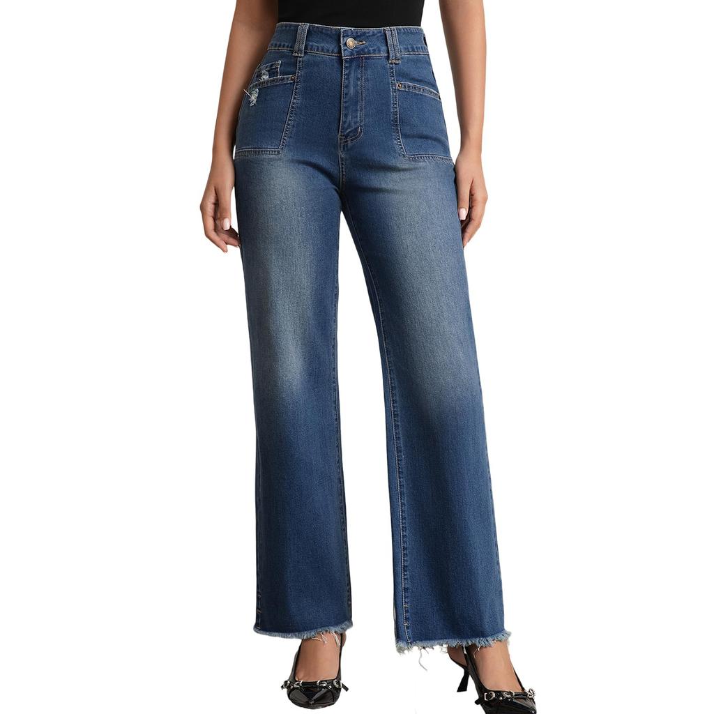 Ladies' Retro Straight Leg High Waisted Jeans