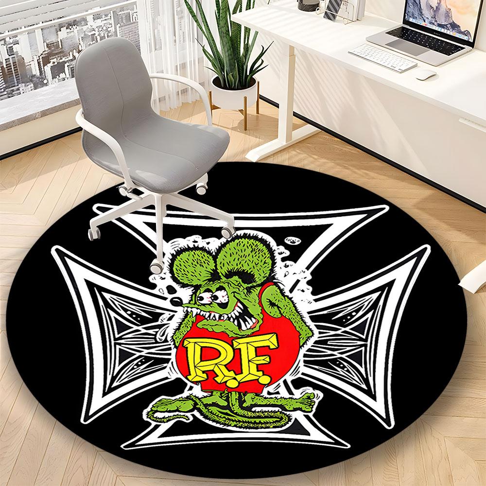 The Legend of Rat Fink Printed Round Rug – Non-Slip Round Floor Mat – Indoor Home Decor Rug