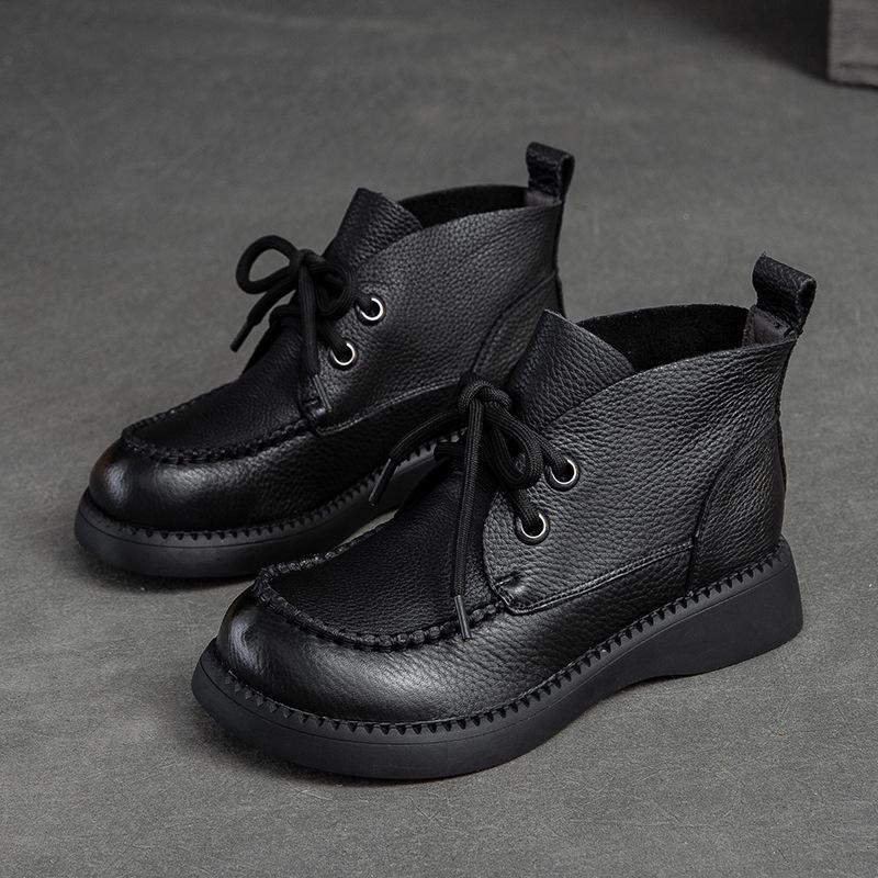 Fashion GKTINOO 2024 Women Platform Boots Chunky Motorcycle Genuine Leather Booties Fashion Female Height Flat Shoes Ladies Botas Combat