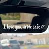 "I Love You Drive Safe" Mirror Decal, Waterproof Rear View Mirror Sticker Heartfelt Car Accessory for Drivers, Friends & Family