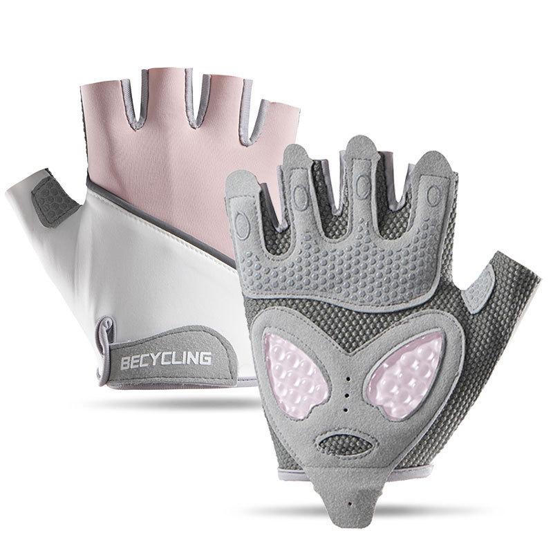 Fitness Gloves for Men and Women Outdoor Non  Slip Wear Resistant Cycling Breathable Ice Silk Love Liquid Silicone Sports Half Finger Gloves