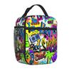 Bolsa de Almuerzo Aislada Reutilizable Portátil Oxford para Viajes Trabajo con Diseño de Graffiti Urbano Cómics Hip Hop