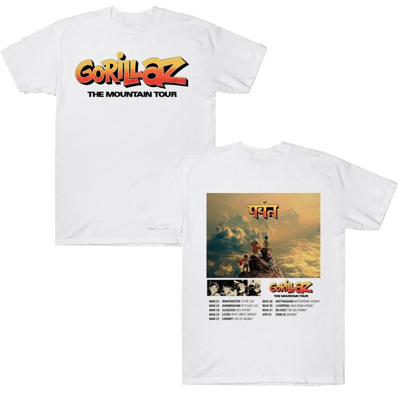New Cotton Tshirts Gorillazs The Mountain Tour Tshirt Street Music Band Punk Rock Tee Unisex Summer High Quality Casual Clothes