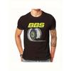 BBS Racing Men's T-Shirt with BBS Logo & Wheel Design - Black with Yellow Print, Soft Cotton Casual Tee for Car Enthusiasts, Motorsport Apparel,