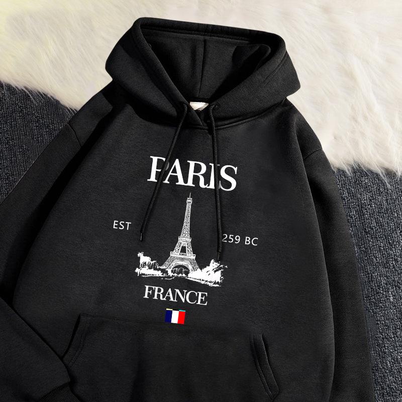 Sudadera con capucha de moda para mujer, tamaño europeo, Torre Eiffel de París