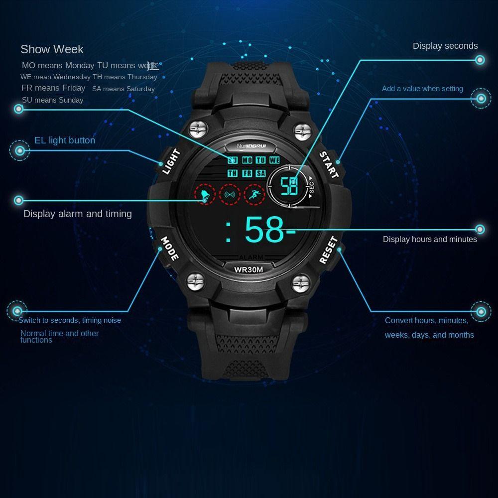 30M Waterproof Electronic Watch Outdoor Sport Wristwatches Fashion Alarm Clock Kids
