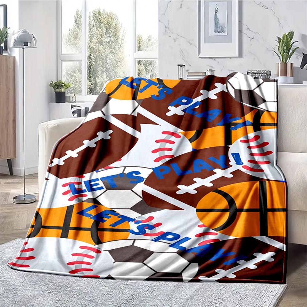 ball sports Theme Printed Blanket - Perfect for Couch, Bed, Travel & Outdoor Use | Machine Washable, Cozy & Durable.
