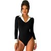 A New 2025 Sexy and Spicy Girl Pure Desire Style Black and White Contrasting Lapel Patchwork Fake Two-piece Jumpsuit