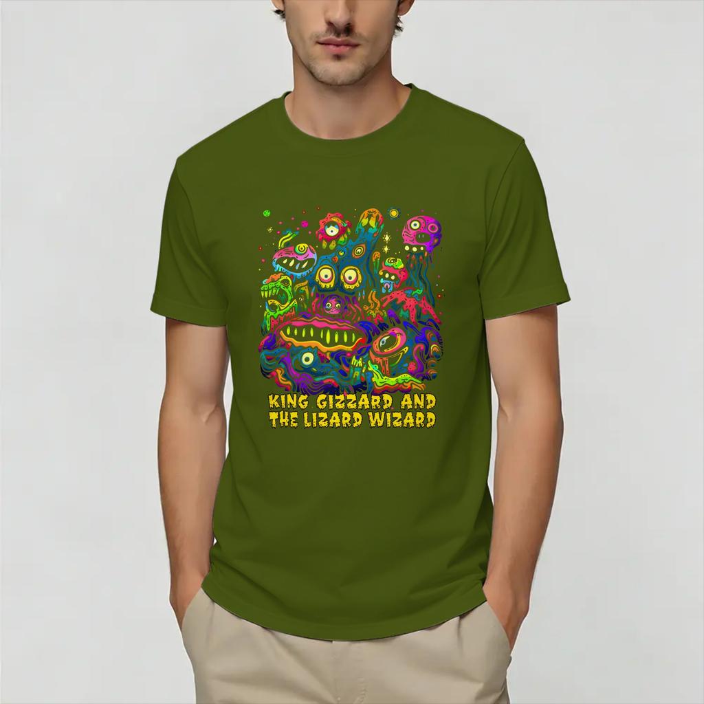 King Gizzard And The Lizard wizard T-Shirt Sommer Freizeit T-Shirts Unisex Baumwolle Rundhals Oberteile Kurzarm Tolles T-Shirt