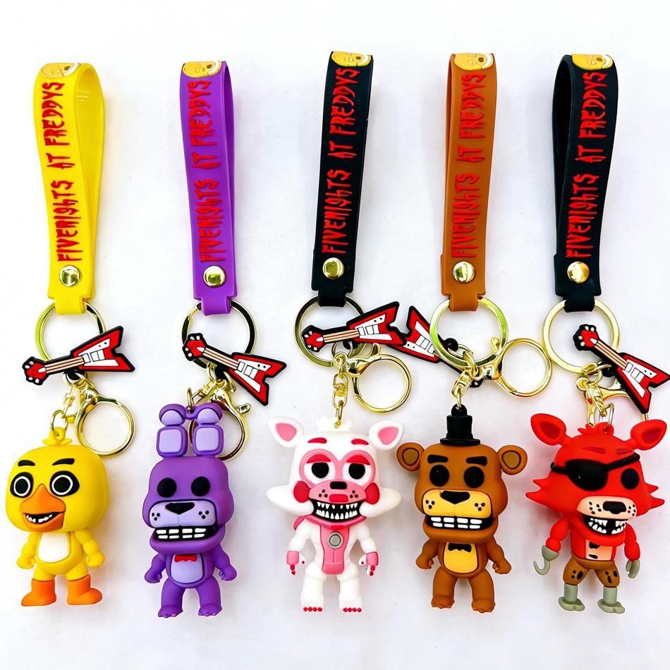 Car FNAF Game Keychains Anime Action Figures Keyrings Five Night At Fredys Doll Key Chains Key Rings Pendant Charms Accessories