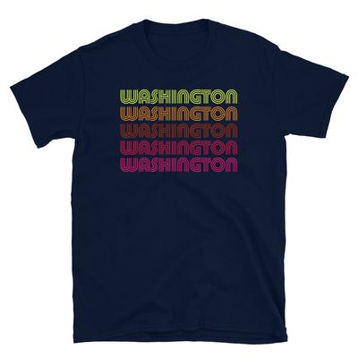 Retro State of Washington Inline Font Disco Neon Kortermet Unisex T-skjorte