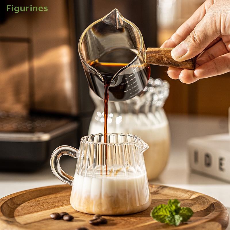 70/100ml Wood Handle Glass Espresso Measuring Cup DIY Milk Jug Coffee Supplies Ransparent Transparent Kitchen Measure Mug