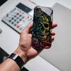 Neon Tech Skull Graffiti Black Glass Phone Case For Redmi Note 14 Pro+ 13 Pro 8 9 9S 12S 10 Pro 11 13C 14C A3 12 13 Black Cover