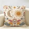 Boho Folk Art Sun Mountain Cushion Cover Natural Linen Organic Fabric Double-Sided Printing Breathable Perfect For Home Decor