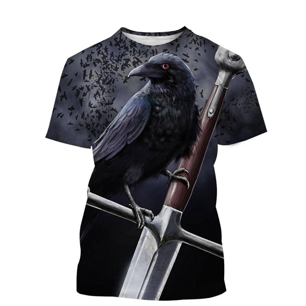 Animal Crow 3d Print Summer Men/Women O-Neck T-shirt Casual Short Sleeve Oversized T Shirt Fashion Streetwear Trend Men Clothing