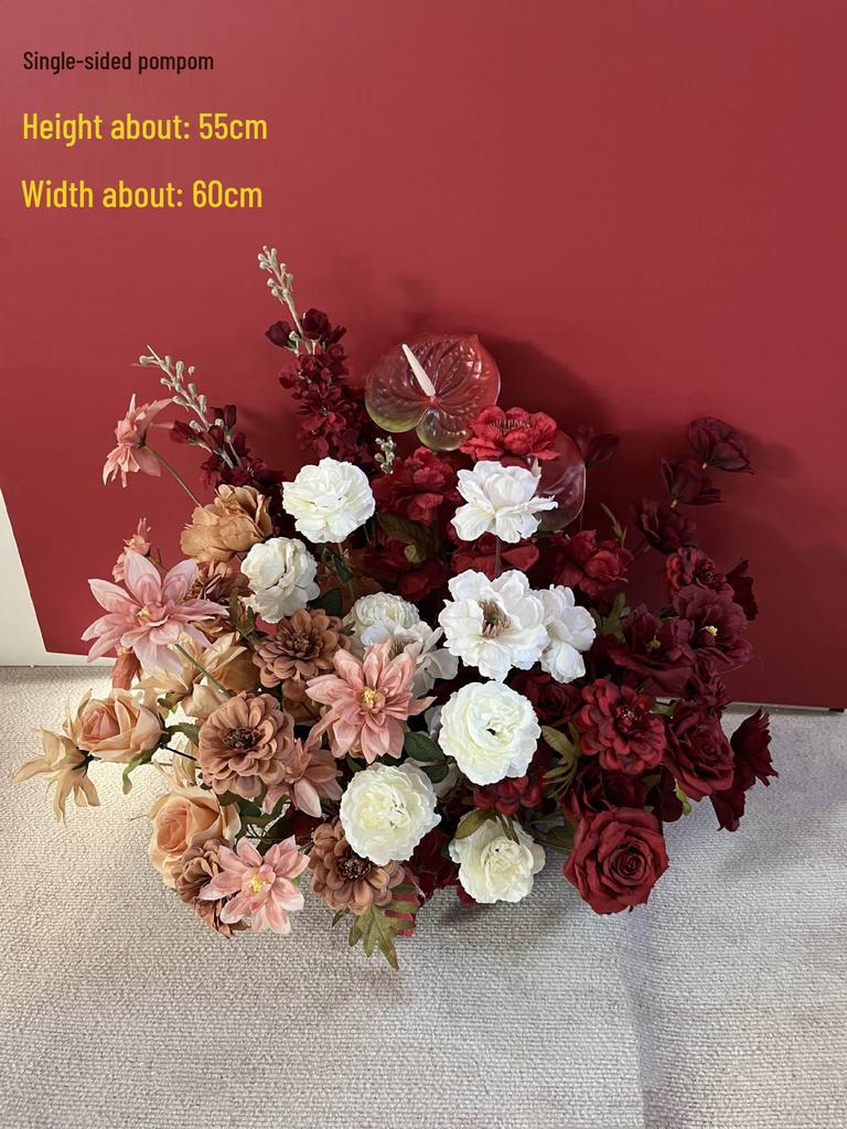 Silk Red Flower Aisle Runner & Floral Background for Chinese Wedding Engagement