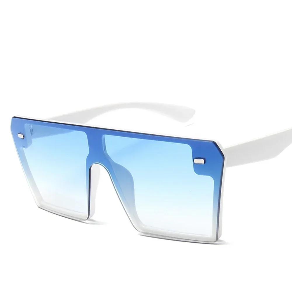 Oversized Vierkante Zonnebril Dames  Luxe  Mode Platte Bovenkant Rood Zwart Helder Glas Eén Stuk Heren Gafas Shade
