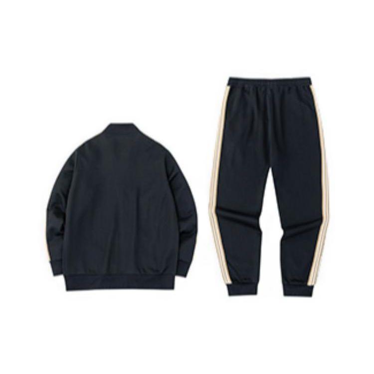 Anta Ensemble Veste Décontractée à Imprimé Logo Rayé et Pantalon Long de Sport Homme Ensemble Veste et Pantalon Noir Or 952248741-3