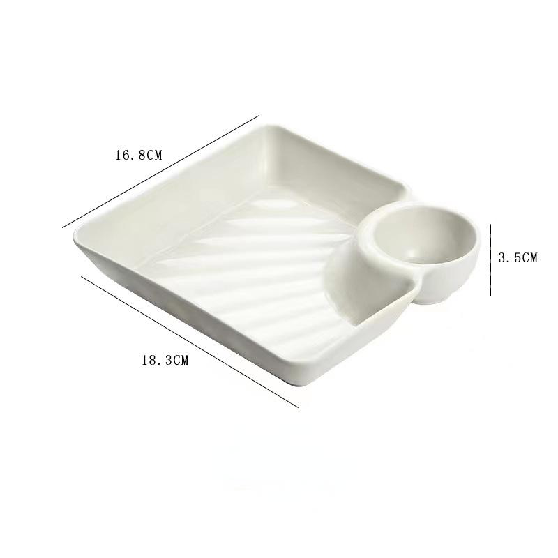 Large Dumpling Plate with Vinegar Space Square Shape Snack Cookie Platter Food Tray Dish Tableware Kitchen Gadgets Plates