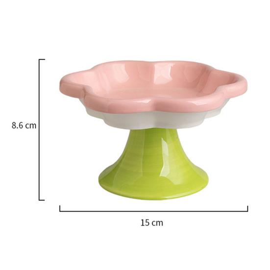 Keramiske Hevede Katteskåler Blomsterdesign Hevet Kattefôr Vannskål Liten Kattefôringsskål for Katter Små Hunder