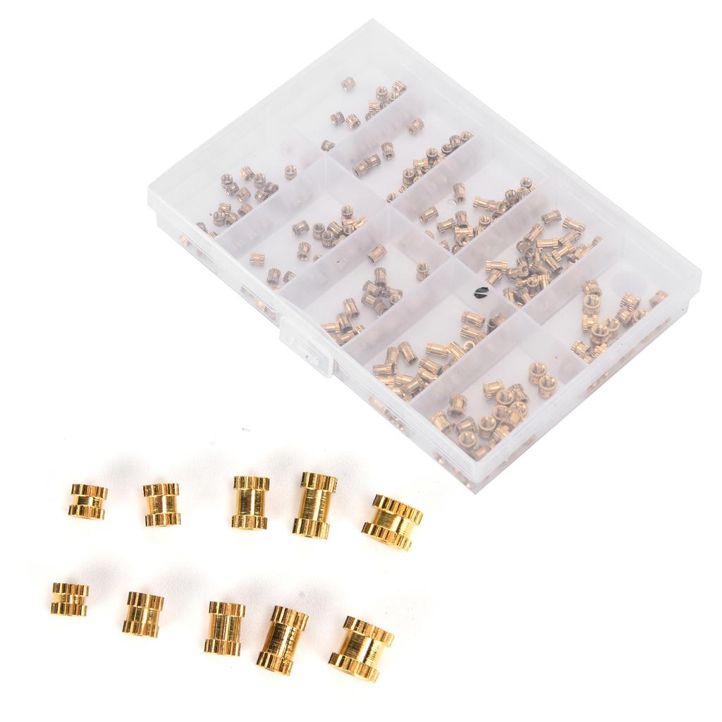 280Pcs Brass Knurled Nut Threaded Insert Embedment Fasteners M2 M2.5 M3 Assortment Kit