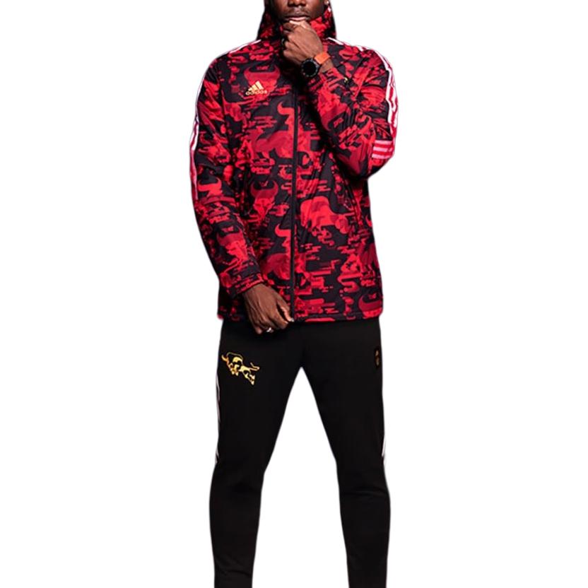 Adidas Manchester United Puffer Jackets Men's Natural Red Hooded Moderate Other GK9446
