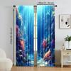 2 pcs   versatile polyester transparent curtains for home decoration Blue Underwater Landscape for use in bedrooms and living