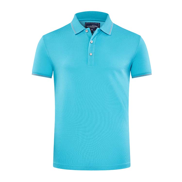 YHHC 98778  190G Long Staple Cotton Liquid Ammonia Beaded Lapel POLO Shirt
