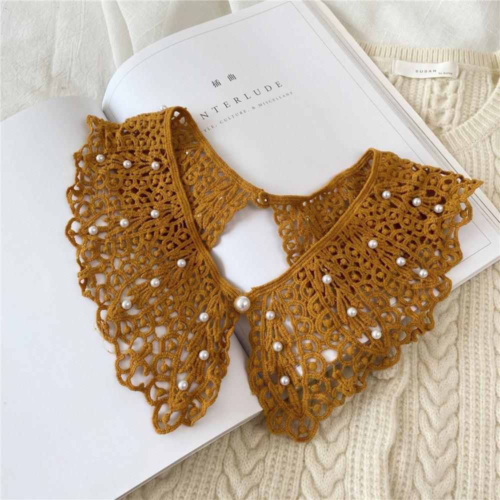 Fake Collars Shawl O-Neck Doll False Collar Shirt Women Hollow Crochet Lace Detachable Collar Clothes Accessories Faux Col