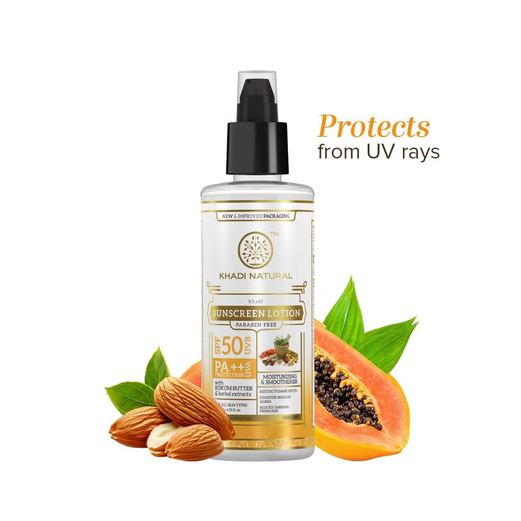 Khadi Natural Sunscreen Lotion SPF 50 PA++ Non Sticky Lightweight Sun Protection 100 ml Pack