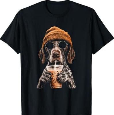 German Shorthaired Pointer Drinking Iced Coffee Funny Dog T-Shirt