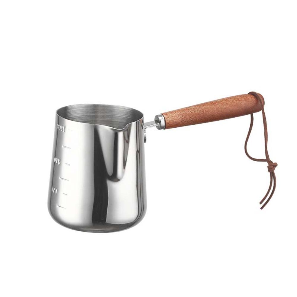 V Shaped Spout Turkish Coffee Pot Wood Handle Milk Saucepan Practical Butter Warmer Pot Cafe