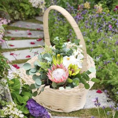 Modischer schöner handgefertigter Blumen-Aufbewahrungskorb Handgewebter runder Korb aus Weide Einkaufskorb Aufbewahrungskorb