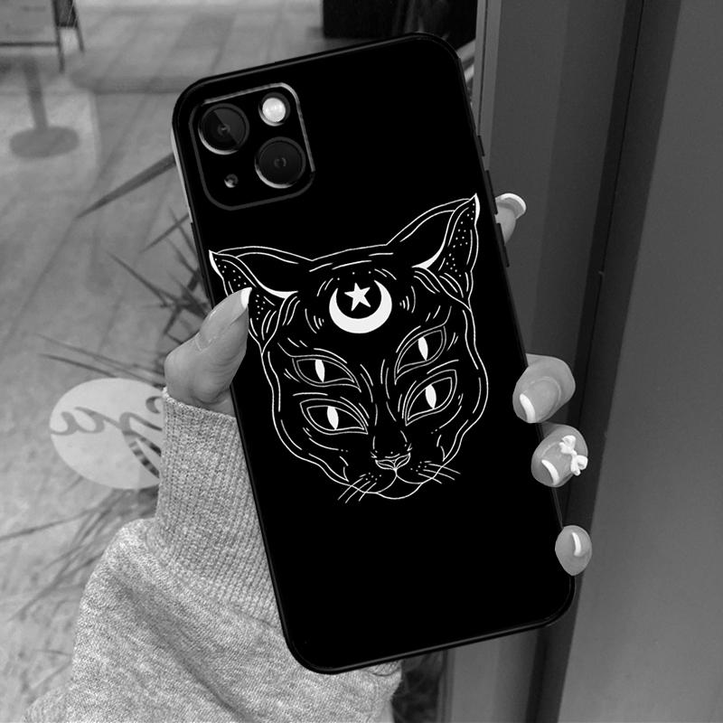 Moon Tarot Witch Cat Phone Case For iPhone 16 15 14 Pro Max 11 12 13 Pro Max Mini XR 16 15 Plus 16e Back Cover
