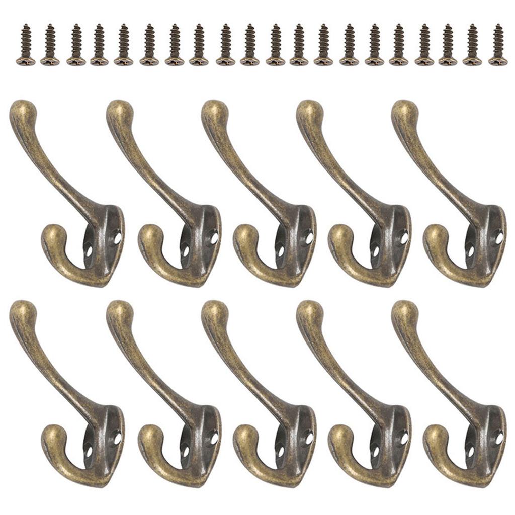 10/20Pcs Coat Hooks Bathroom Wall Mounted Dual Coat Rack Bronze Vintage Clothes Hanger Towel Kitchen Key Hook