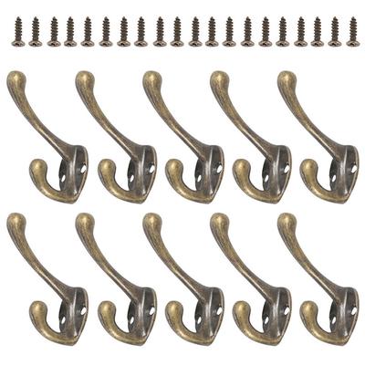 10/20 Stück Mantelhaken Badezimmer Wandmontiert Doppelter Kleiderständer Bronze Vintage Kleiderbügel Handtuch Küche Schlüsselhaken