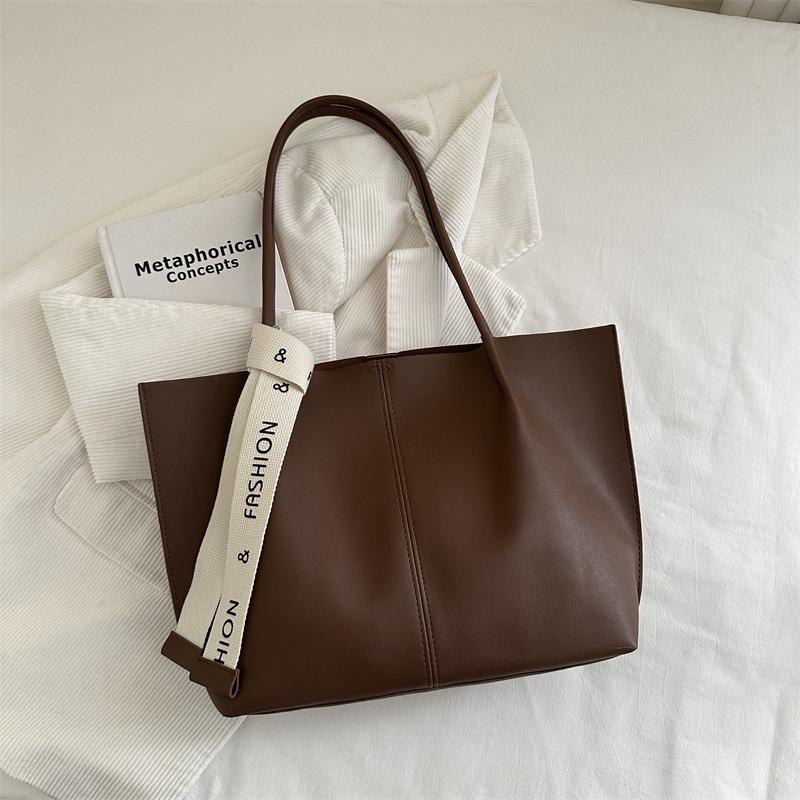 Vintage Large Capacity composite Tote Bag Set Soft PU Leather Shoulder Handbag With Pouch For Women Daily Commute Work Purse
