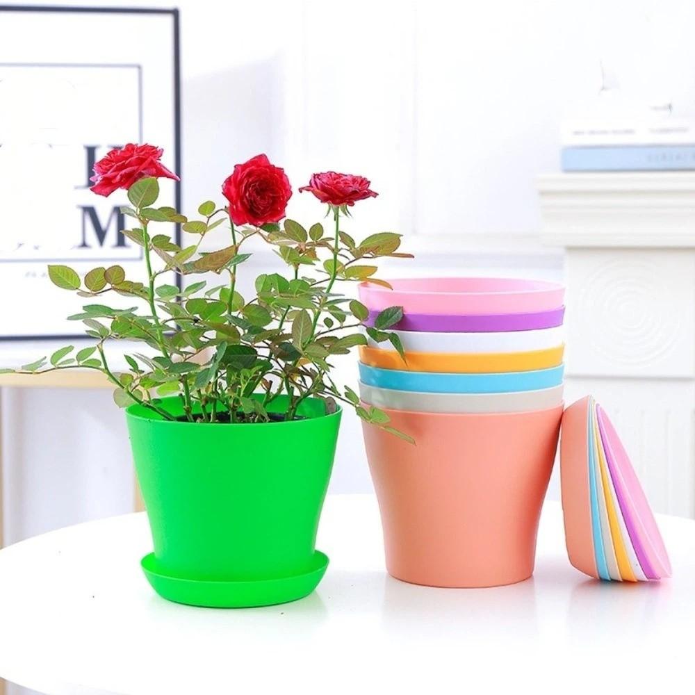 8pcs/set Round Flower Pot Plastic Succulent Plant Pots Seedling Pots Seedling Potted